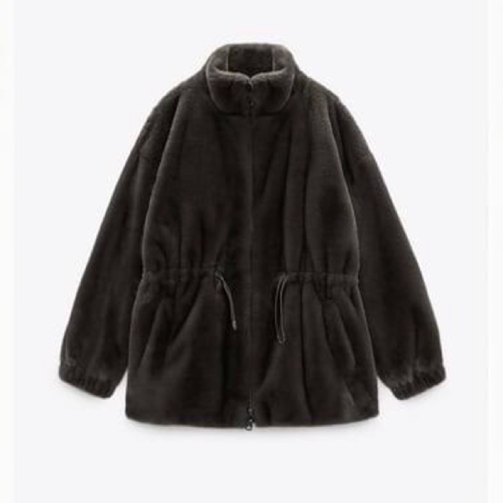 Zara Taupe Plush Jacket